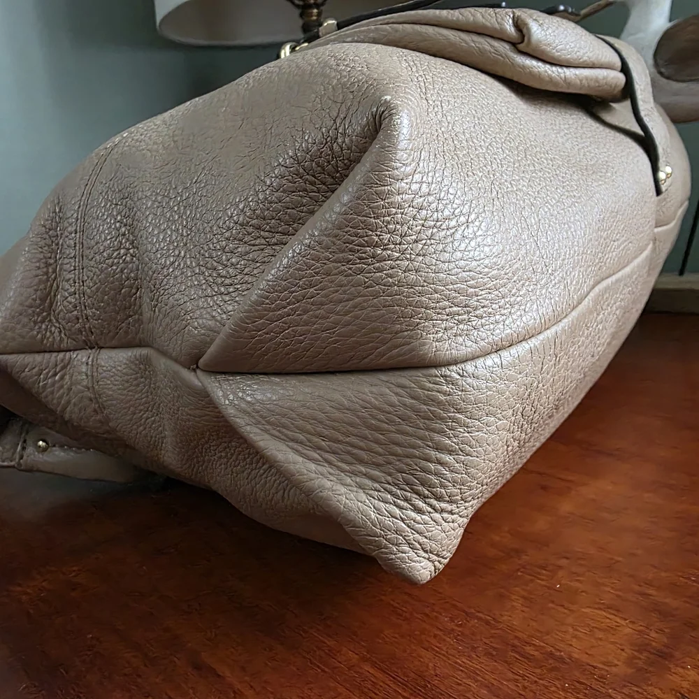 Michael Kors Austin Hobo Taupe Tan Pebbled Leather Shoulder Bag